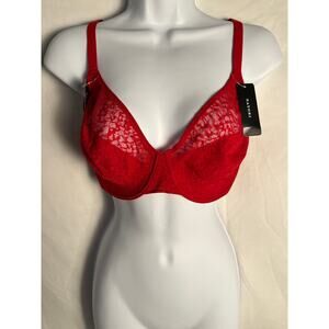 NWT Natori Lace Underwire Bra Red 34G Supportive Full Coverage Lingerie